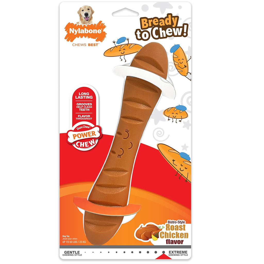 Nylabone Power Chew Baguette Dog Toy Roast Chicken Flavor, Large