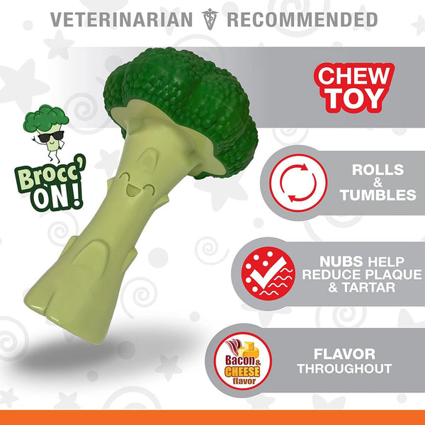 Nylabone Power Chew Broccoli Dog Toy, Bacon & Cheese Flavor