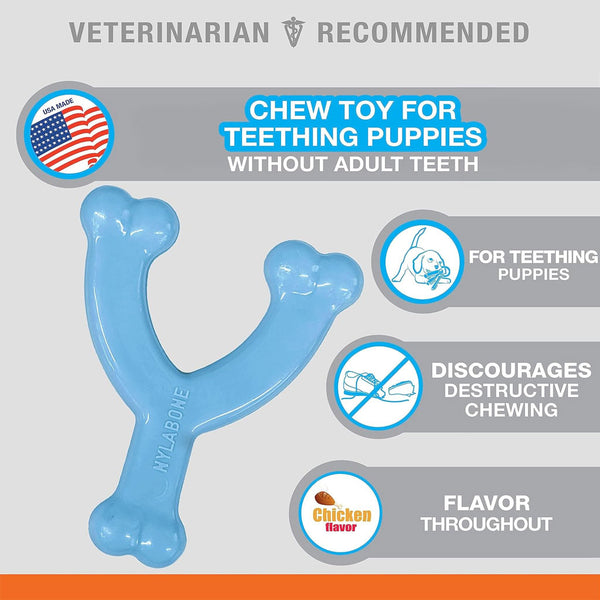 Nylabone Puppy Chew Toy Wishbone Chicken Flavor