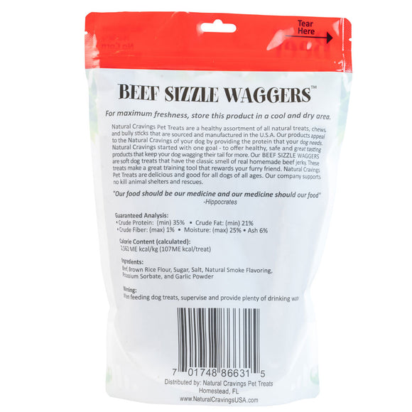 Natural Cravings Beef Sizzle Waggers Soft Jerky Sticks for Dogs