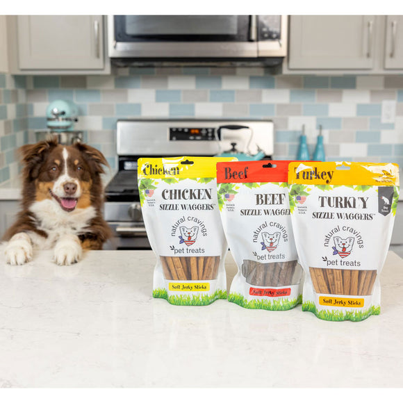 Natural Cravings Beef Sizzle Waggers Soft Jerky Sticks for Dogs