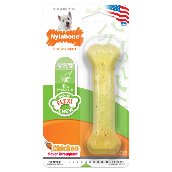 Nylabone Moderate Flexi Chew Chicken Flavor Dog Toy, SM/Regular