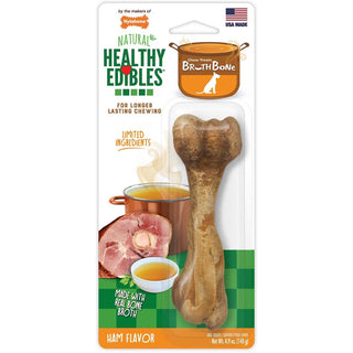 Nylabone Healthy Edibles Broth Bone Ham Flavor Dog Treats, Large/Giant