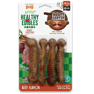 Nylabone Healthy Edibles Meaty Center Beef Flavor Natural Dog Treats,Small 4ct