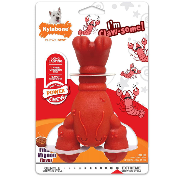 Nylabone Power Chew Lobster Dog Toy, Red, medium