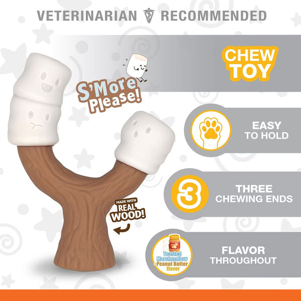 Nylabone Strong Toasted Marshmallow Stick & Peanut Butter Flavor Tough Dog Chew Toy,