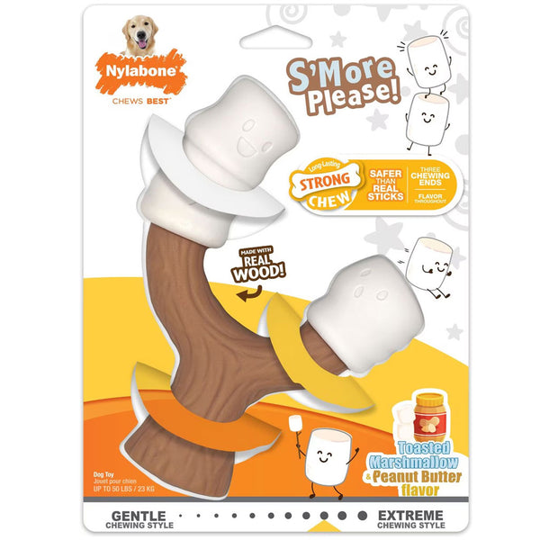 Nylabone Strong Toasted Marshmallow Stick & Peanut Butter Flavor Tough Dog Chew Toy, Brown, Large/Giant