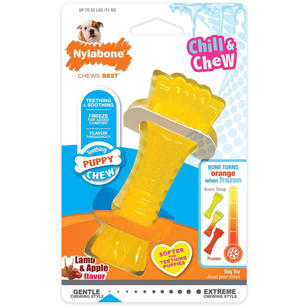 Nylabone Puppy Chew Freezer Teething Chill & Chew Dog Toy, Lamb & Apple Flavor, Small/Regular