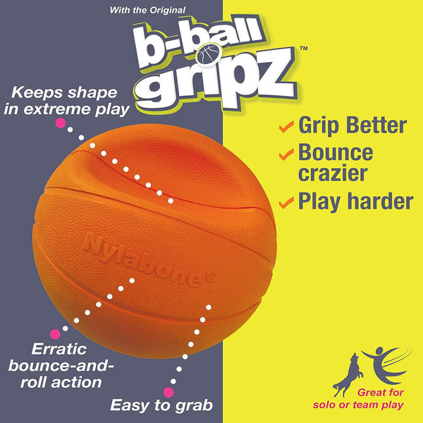 Nylabone Power Play Basketball B-Ball Gripz Dog Toy