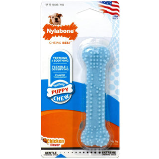 Nylabone Puppy Teething & Soothing Chew Toy Chicken Flavor, Blue