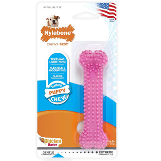 Nylabone Puppy Teething & Soothing Chew Toy Chicken Flavor, Pink