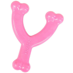 Nylabone Puppy Chew Toy Wishbone Chicken Flavor, X-Small/Petite, Pink