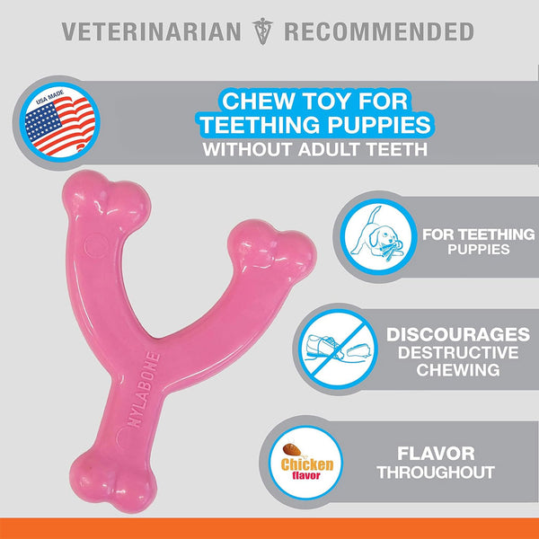 Nylabone Puppy Chew Toy Wishbone Chicken Flavor