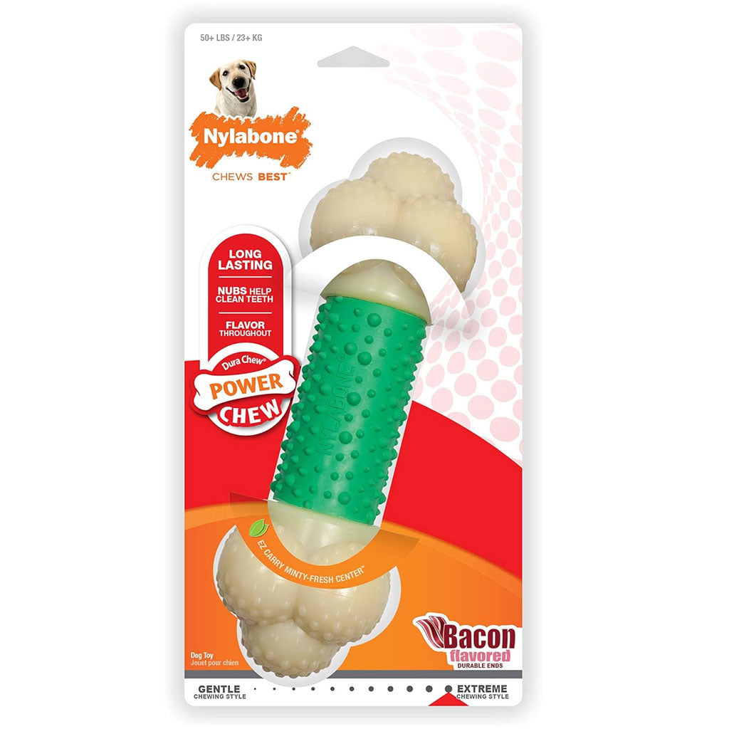 Nylabone Double Action Power Chew Durable Dog Toy Bacon, X-Large/Souper