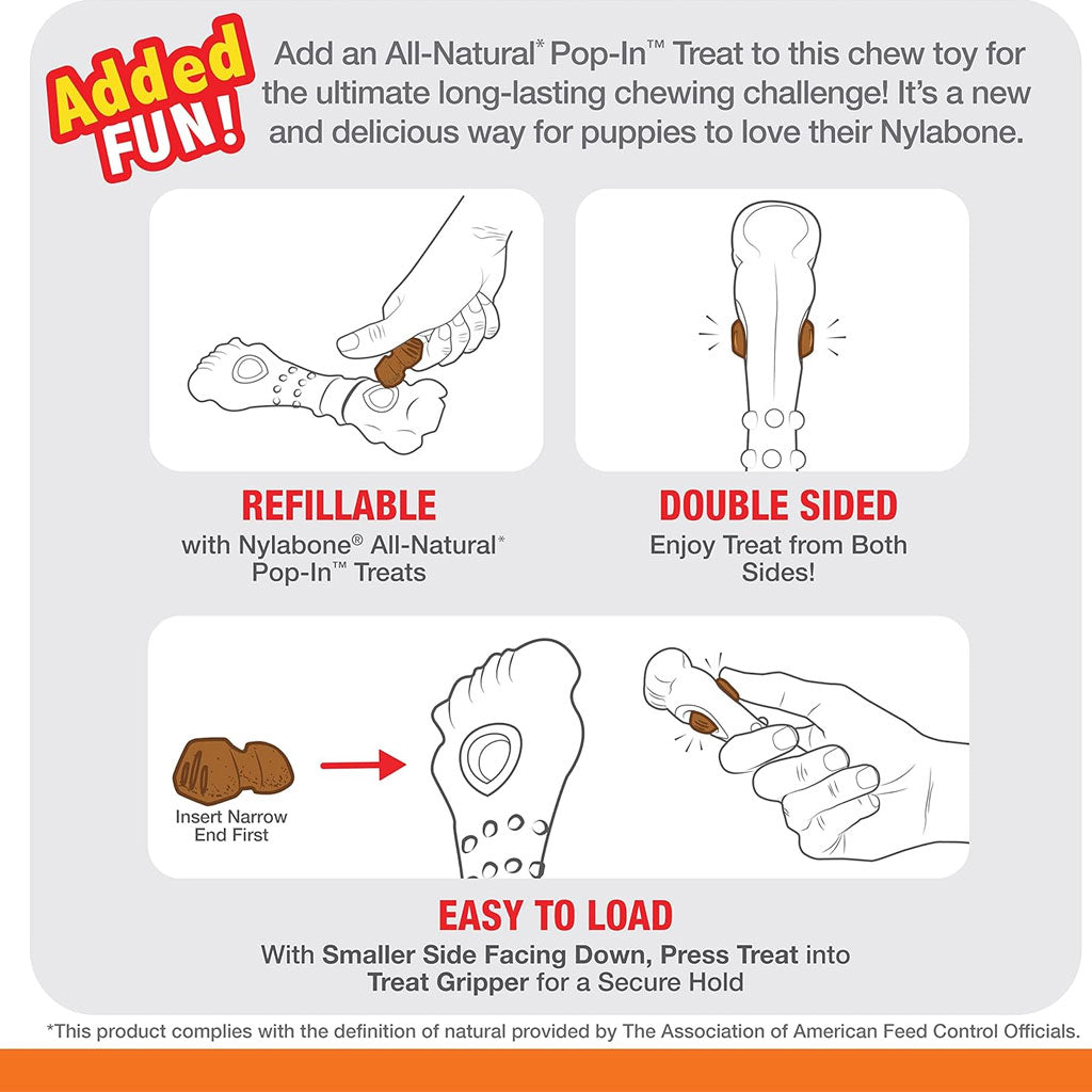 Nylabone Power Chew Chicken Flavored Knuckle Bone & Pop-In Treat Toy Combo Dog Chew Toy