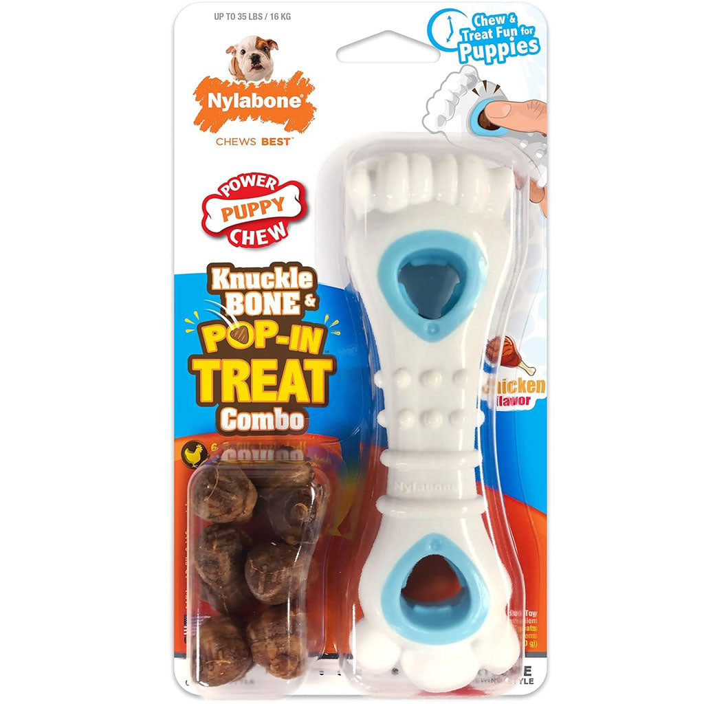 Nylabone Power Chew Chicken Flavored Knuckle Bone & Pop-In Treat Toy Combo Dog Chew Toy