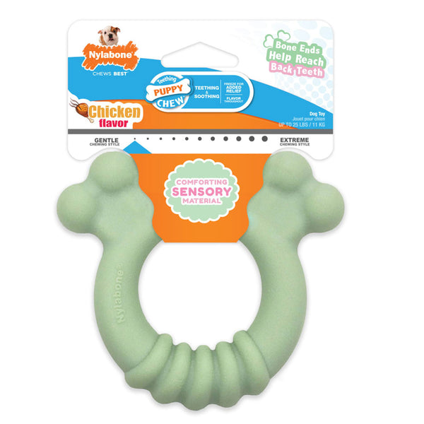 Nylabone Sensory Material Puppy Teething Ring Chicken Flavor, Small