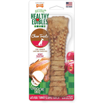 Nylabone Healthy Edibles Natural Dog Chews Long Lasting Turkey & Apple Treats for Dogs, X-Large