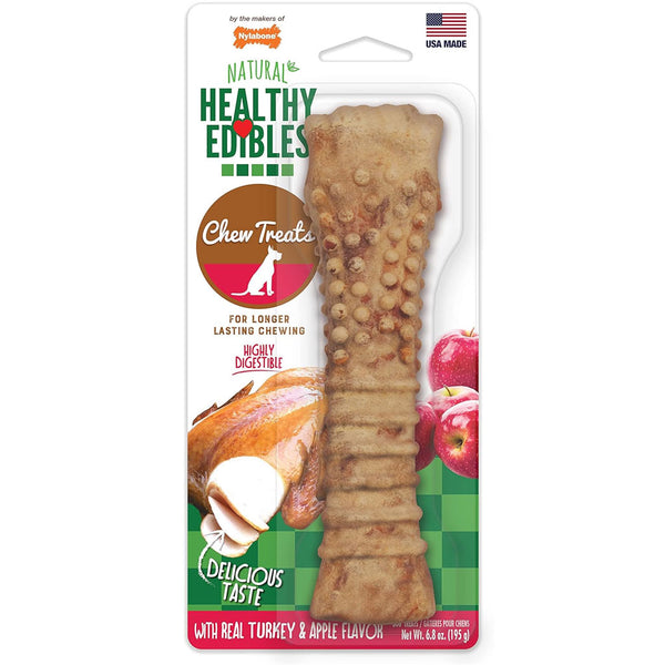 Nylabone Healthy Edibles Natural Dog Chews Long Lasting Turkey & Apple Treats for Dogs, X-Large