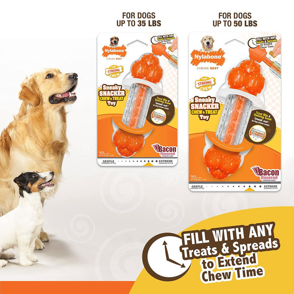 Nylabone Sneaky Snacker Bacon Flavor Dog Treat Toy, Orange