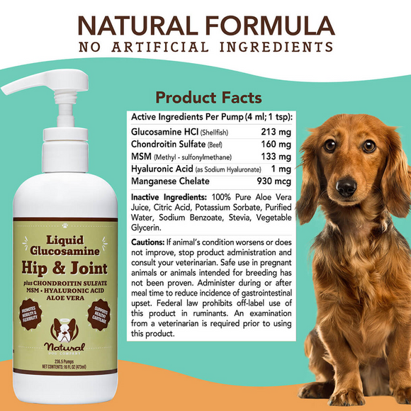 Natural Dog Company Liquid Glucosamine Hip & Joint Liquid Supplement (16 oz)