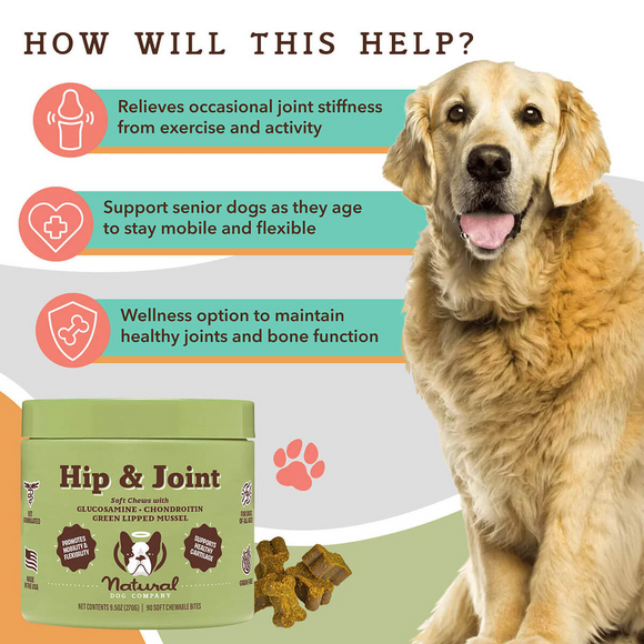 Natural Dog Company Hip & Joint Soft Chews for Dogs (90 Chews)