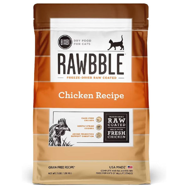 Bixbi Rawbble Grain-Free Chicken Recipe Raw Coated Dry Cat Food (3 lb)