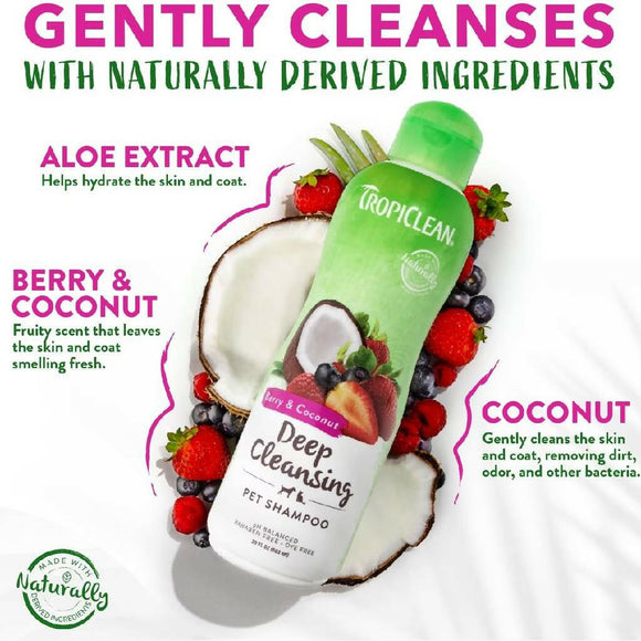 Tropiclean Coconut & Berry Deep Cleansing Shampoo For Pets (20 oz)