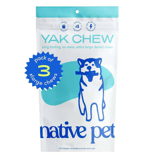 native pet yak chews in a bag