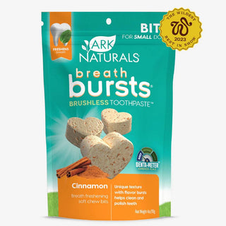 Ark Naturals Breath Bursts Brushless Toothpaste Cinnamon Dog Treats for Small Dogs (4 oz)