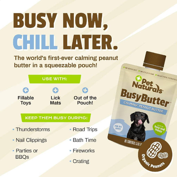 Pet Naturals BusyButter Calming Peanut Butter for Dogs (1.5 oz x 6 pouches)