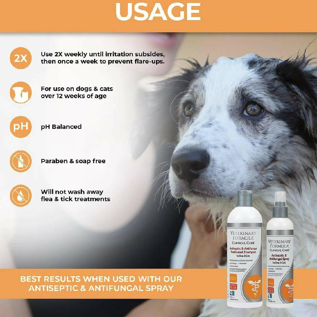 Veterinary Formula Clinical Care Antiseptic & Antifungal Medicated Shampoo For Dogs & Cats (16 oz)