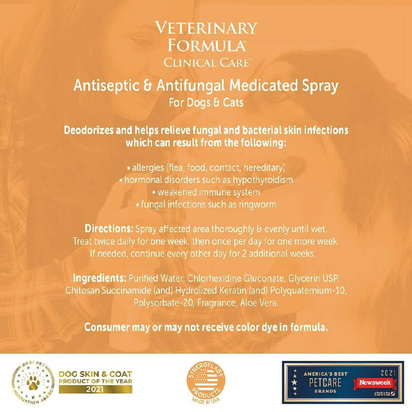 Veterinary Formula Clinical Care Antiseptic & Antifungal Medicated Spray For Dogs & Cats (8 oz)