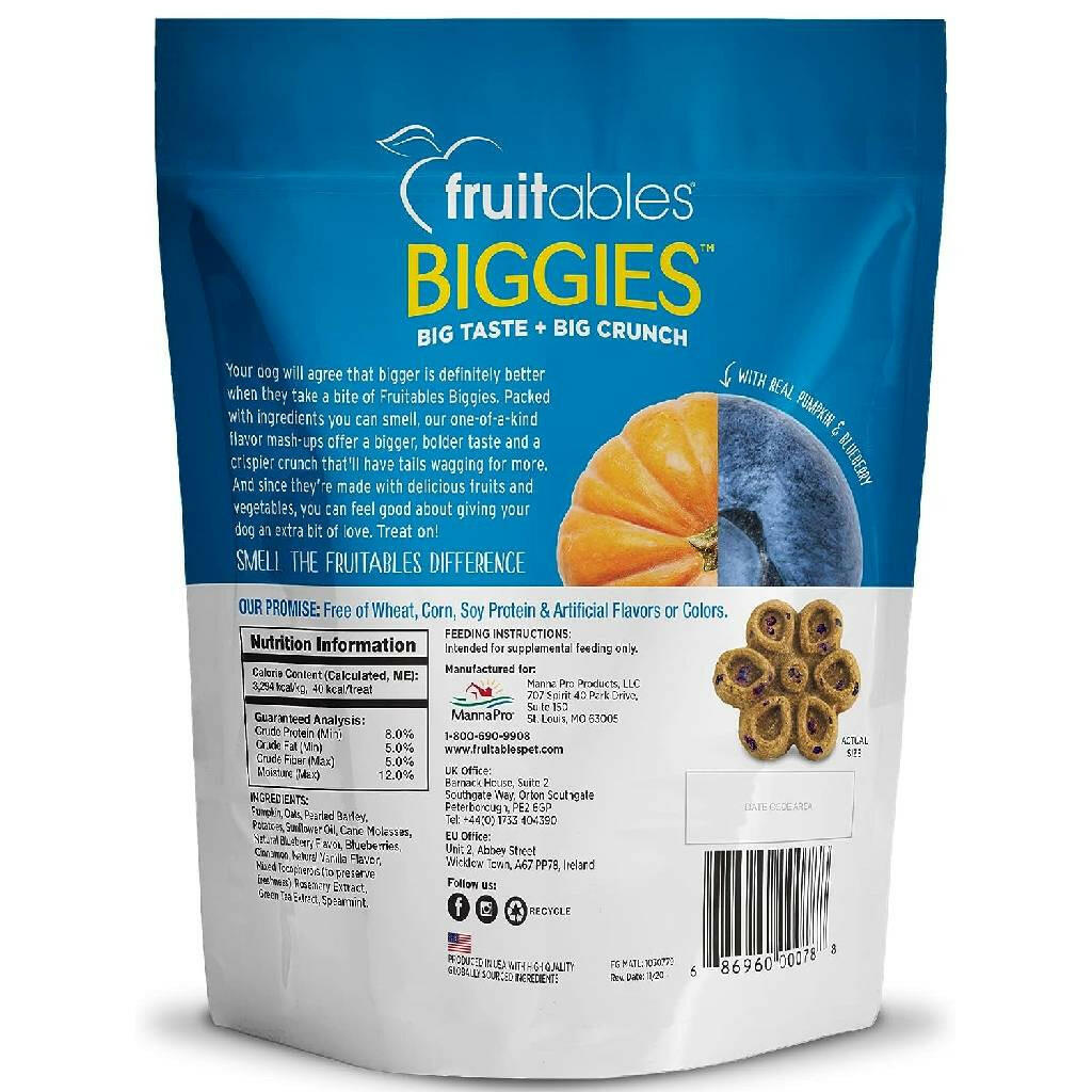 Fruitables Biggies Pumpkin & Blueberry Dog Treats (16 oz)