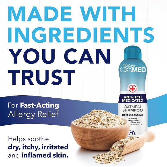 Tropiclean Oxy-Med Oatmeal Shampoo For Pets (20 oz)