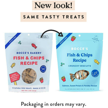 Bocce's Bakery Fish & Chips Crunchy Biscuits Dog Treats (5 oz)
