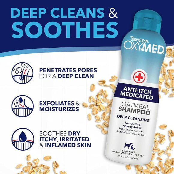 Tropiclean Oxy-Med Oatmeal Shampoo For Pets (20 oz)