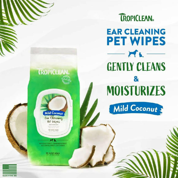 Tropiclean Ear Cleaning Wipes For Pets (50 ct)