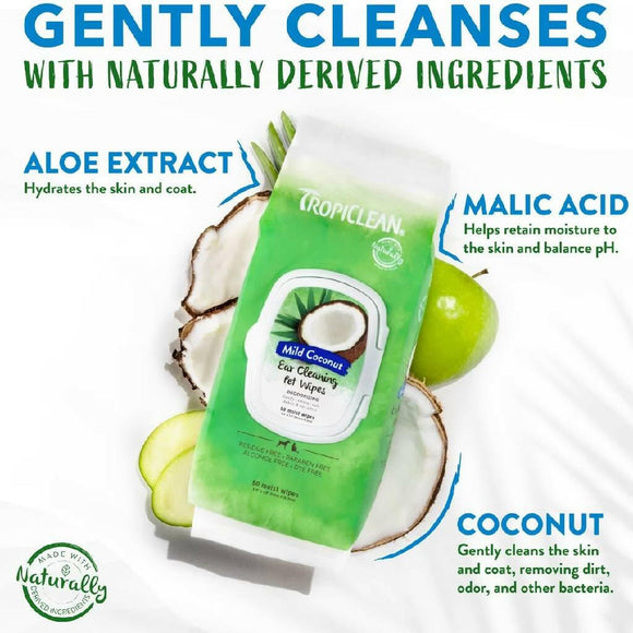 Tropiclean Ear Cleaning Wipes For Pets (50 ct)