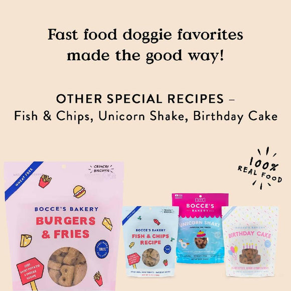 Bocce's Bakery Burgers & Fries Crunchy Biscuits Dog Treats (5 oz)