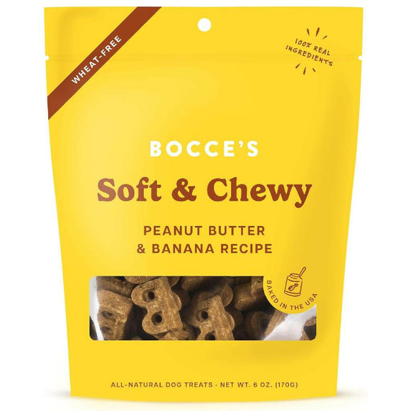 Bocce's Bakery Basics Peanut Butter and Banana Soft & Chewy Recipe Dog Treats (6 oz)