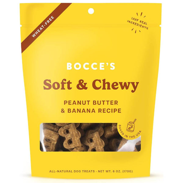 Bocce's Bakery Basics Peanut Butter and Banana Soft & Chewy Recipe Dog Treats (6 oz)