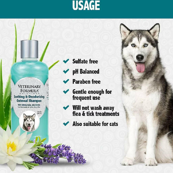 Veterinary Formula Solutions Soothing & Deodorizing Oatmeal Shampoo For Dogs & Cats (17 oz)