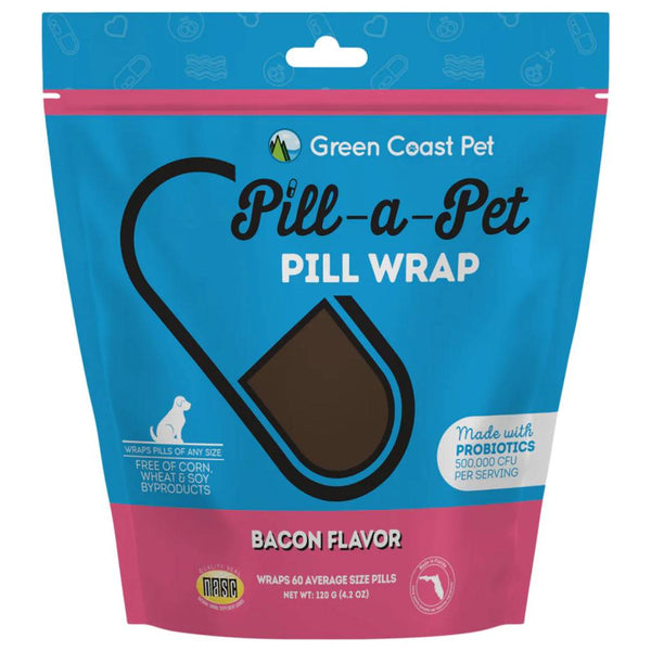 Green Coast Pet Pill-A-Pet Bacon Flavor Pill Wrap with Probiotics for Dogs (4.2 oz)