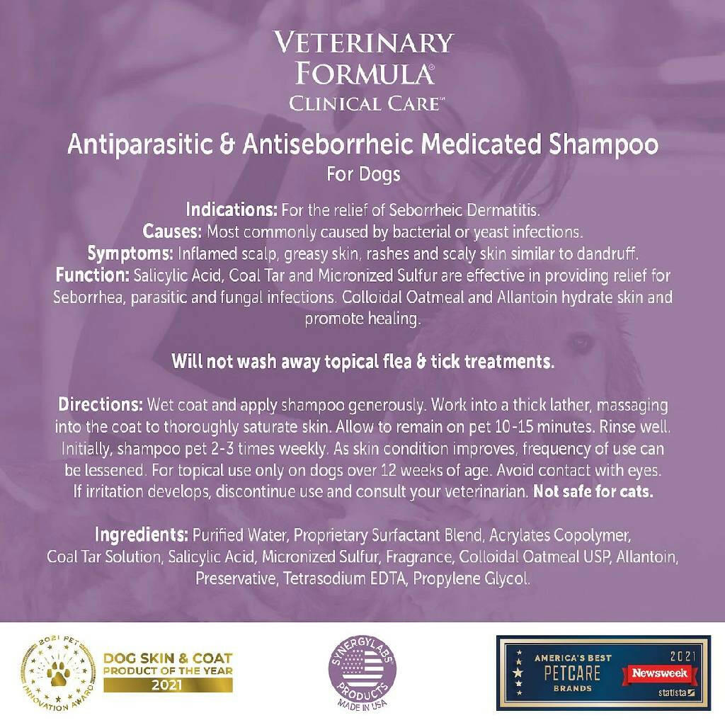 Veterinary Formula Clinical Care Antiparasitic & Antiseborrheic Medicated Shampoo For Dogs & Cats (16 oz)