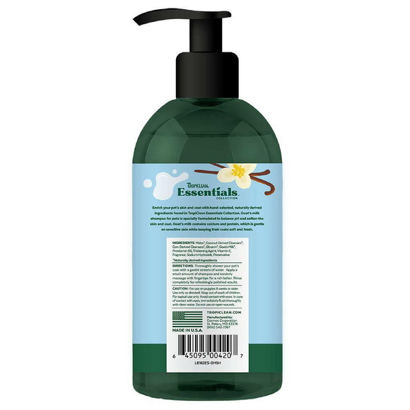 TropiClean Essentials Goat's Milk Shampoo for Dogs Puppies and Cats (16 oz)