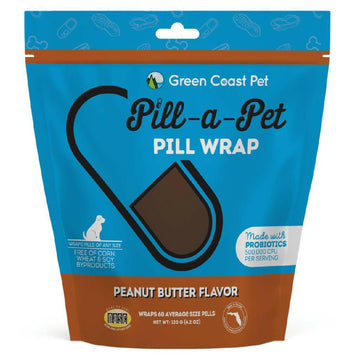 Green Coast Pet Pill-A-Pet Peanut Butter Flavor Pill Wrap with Probiotics for Dogs (4.2 oz)