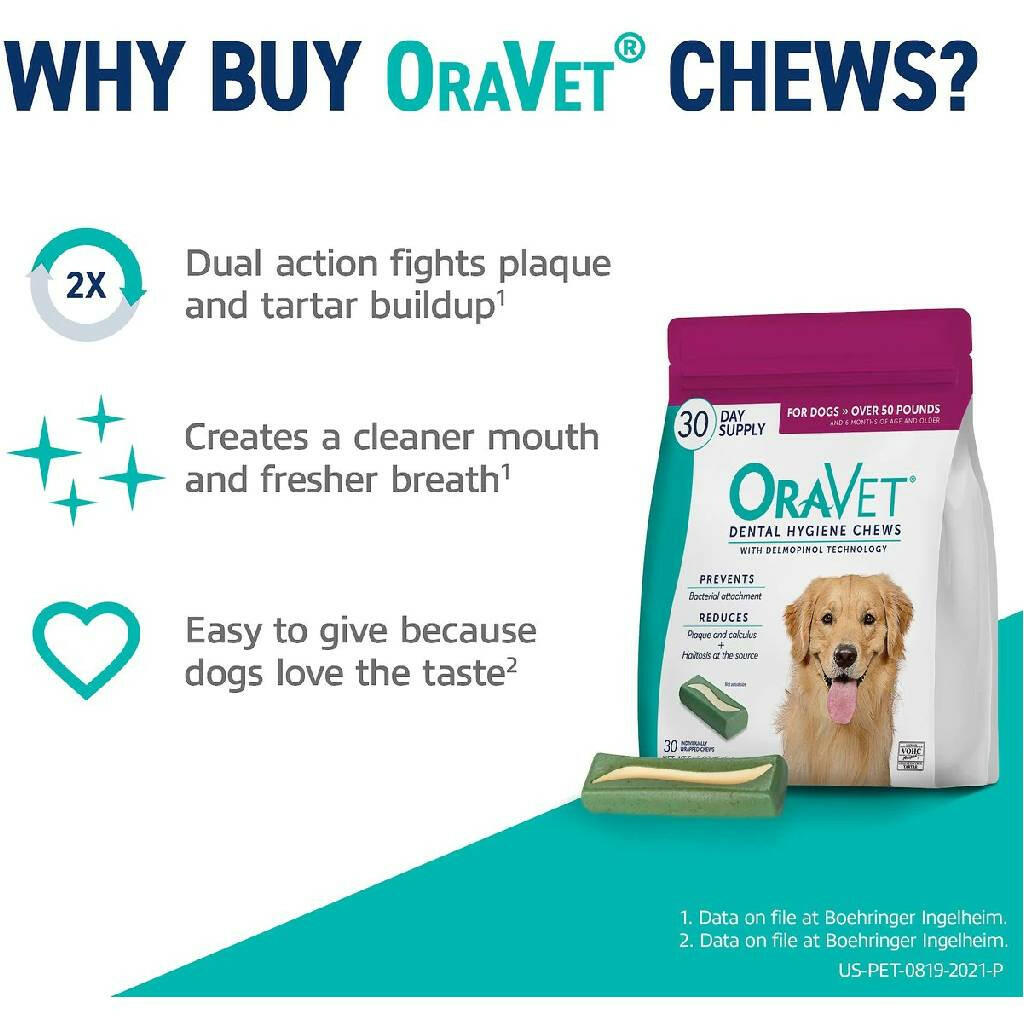 ORAVET® Dental Hygiene Chews For Large Dogs over 50 lbs (30 chews)