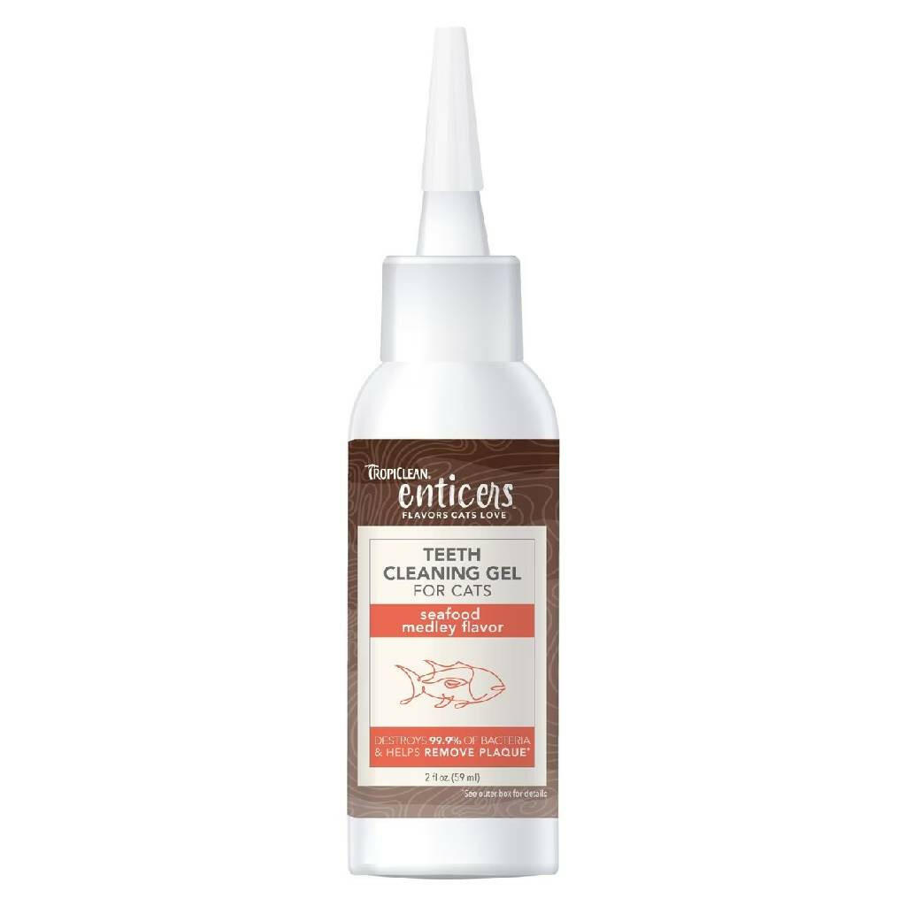 TropiClean Enticers Teeth Cleaning Seafood Medley Flavor Teeth Cleaning Gel for Cat (2oz)