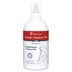 A 4 oz bottle of an antiseptic solution for pets called Vetraseb TRIS